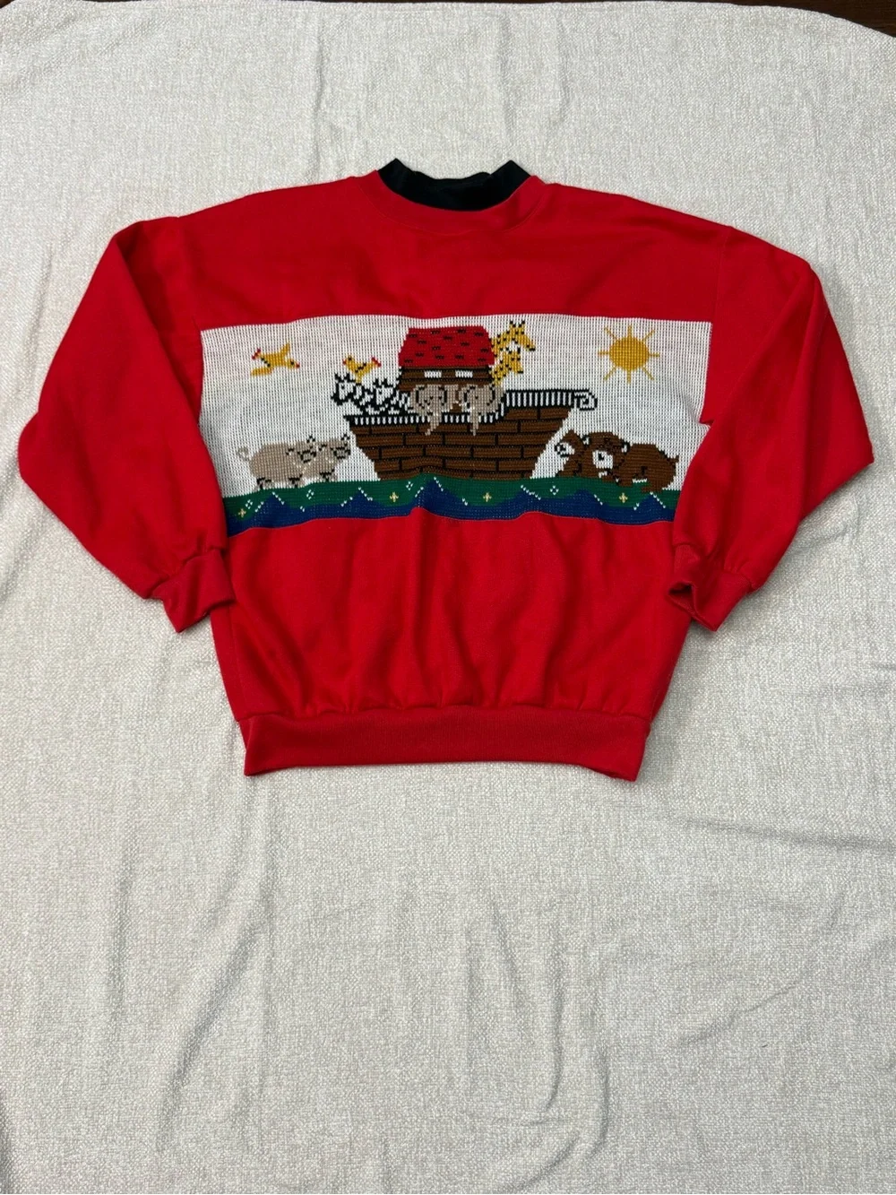 Red Noah's Ark Embroidered Sweater - Picture 1 of 6